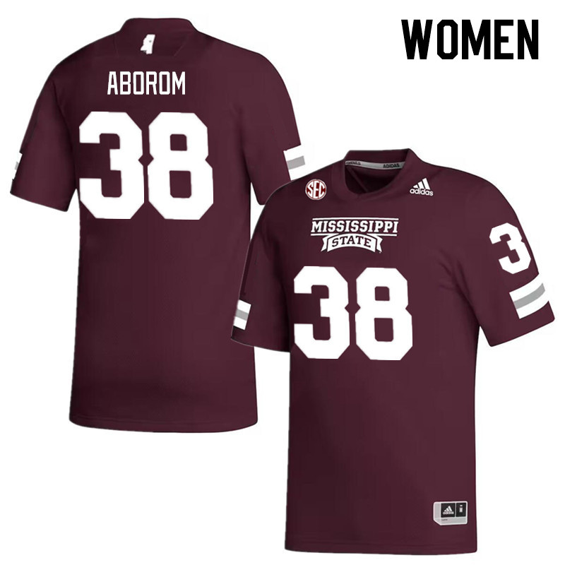 Women #38 Jaylen Aborom Mississippi State Bulldogs College Football Jerseys Stitched Sale-Maroon